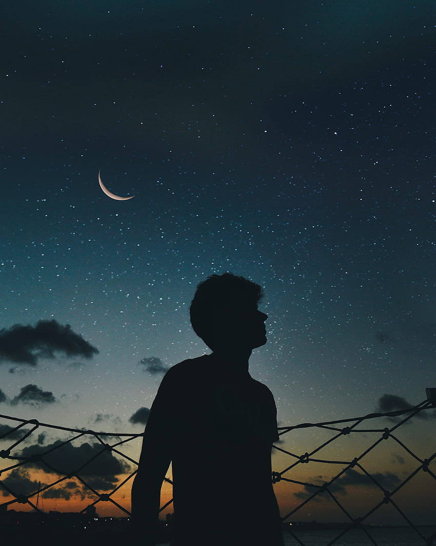 Sombre, Silhouette, Ciel Étoilé, Solitude Fond d'écran de téléphone HD