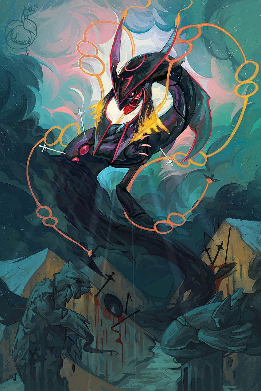 ArtStation - Shiny Mega Rayquaza - Pokemon Fan Art, Evan