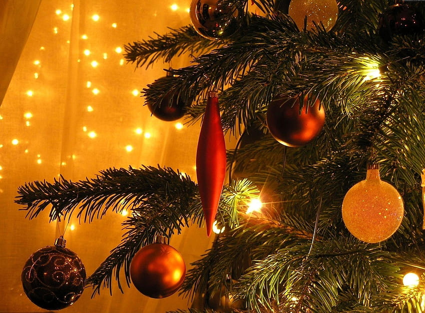 Holidays, New Year, Christmas, Holiday, Christmas Decorations, Christmas Tree Toys, Christmas Tree, Garland, Balls HD wallpaper