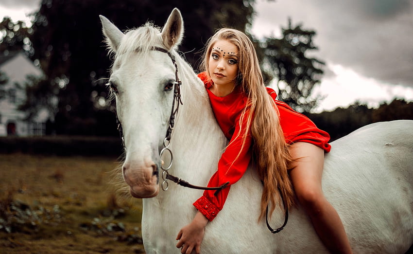 Koń i dziewczyna, zwierzę, kobiety, dziewczyna, Koń Tapeta HD