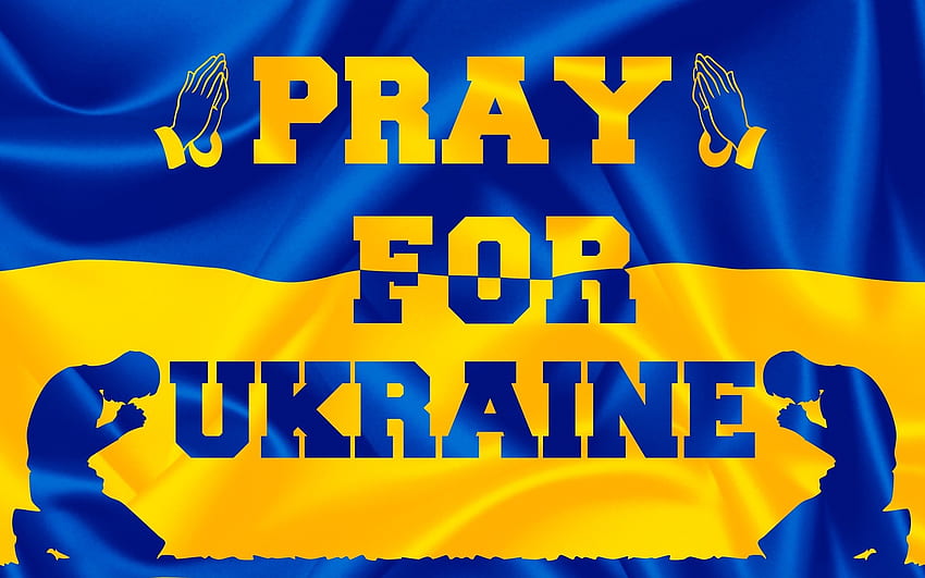 ウクライナのために祈る、手、祈る、ウクライナ、旗、人々 高画質の壁紙