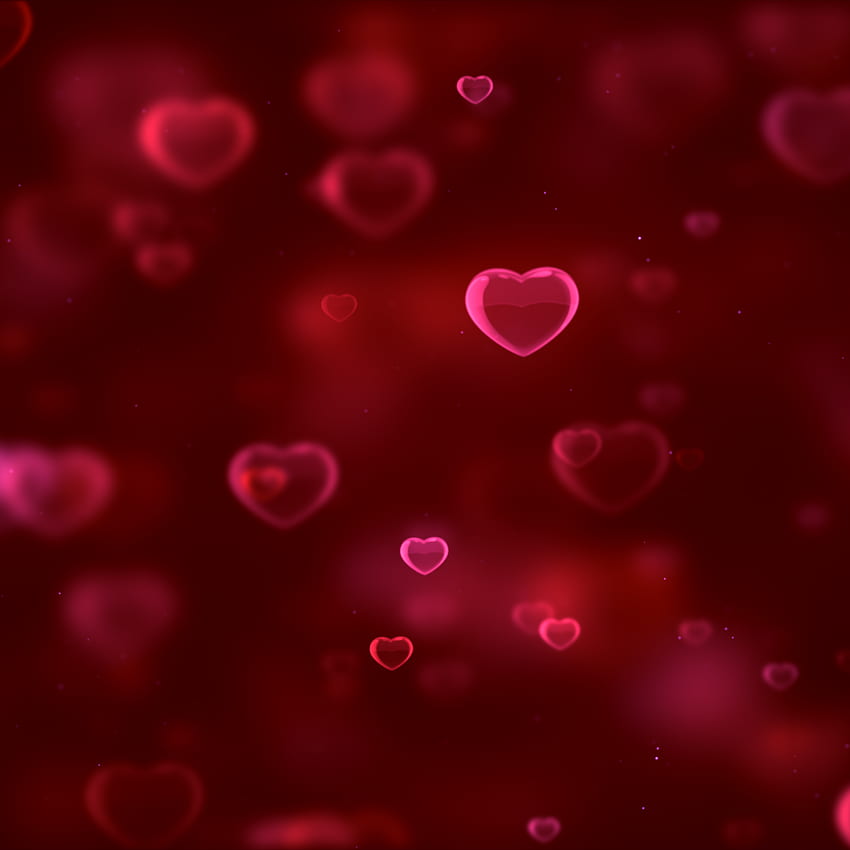Red hearts , Bokeh, Red background, Blurred, Digital Art, Abstract, Dark Red Hearts HD phone wallpaper