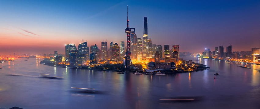 上海の中国の建物の光の解像度、、、背景、および、Shanghai Ultra 高画質の壁紙