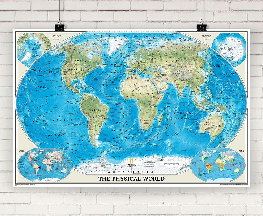 Mapa Físico do Mundo da National Geographic, Mapa do Mundo da National Geographic papel de parede HD