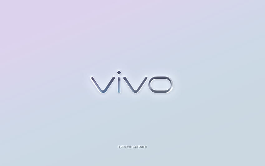 Лого на Vivo, изрязан 3d текст, бял фон, лого на Vivo 3d, емблема на Vivo, Vivo, релефно лого, емблема на Vivo 3d HD тапет