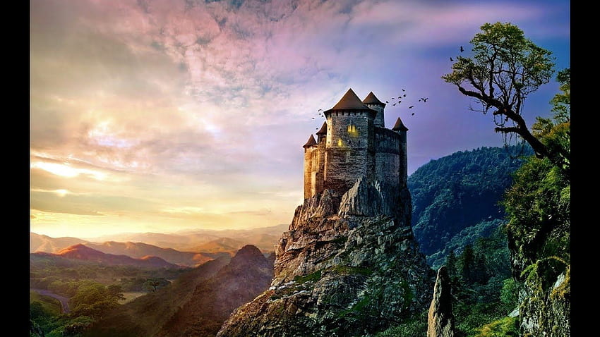 Fantasy World Contemplation (Kunst-Diashow für Meditationshintergrund-Ambiente), mittelalterliche Landschaft HD-Hintergrundbild