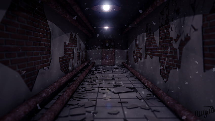 地下室, パイプ, がれき, 怖い Minecraft 高画質の壁紙