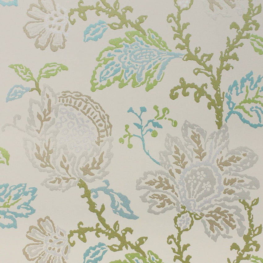 High Quality And Fabrics. Non Woven Nina Campbell Coromandel NCW4270 03, Green and Silver HD phone wallpaper