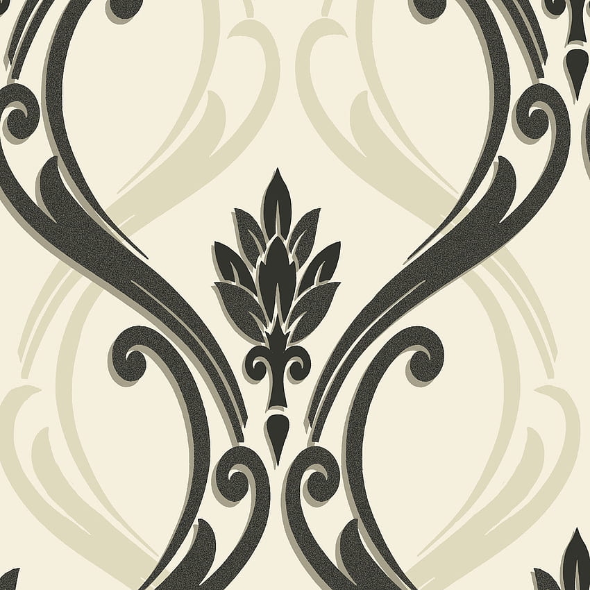 lavish non woven large damask with micas and contrasting black print [] for your , Mobile & Tablet. Explore Black and Cream . Cream Colored , Cream HD phone wallpaper