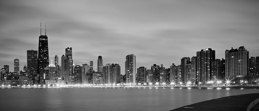 Top Black And White Chicago Skyline FULL HD wallpaper