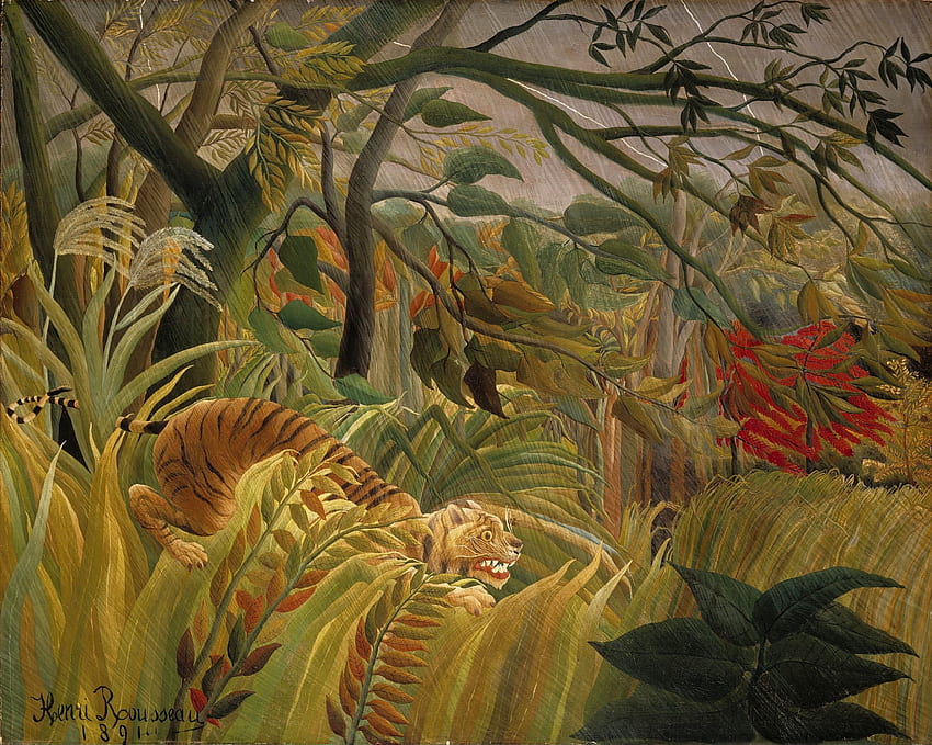Henri Rousseau - Tigre in una tempesta tropicale (Sorpreso!) (1891) : museo Sfondo HD