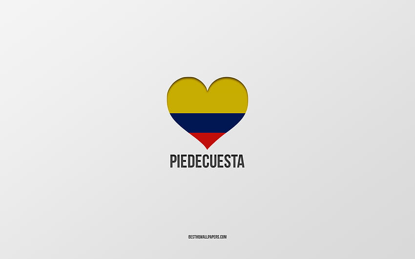 I Love Piedecuesta, Colombian cities, Day of Piedecuesta, gray background, Piedecuesta, Colombia, Colombian flag heart, favorite cities, Love Piedecuesta HD wallpaper