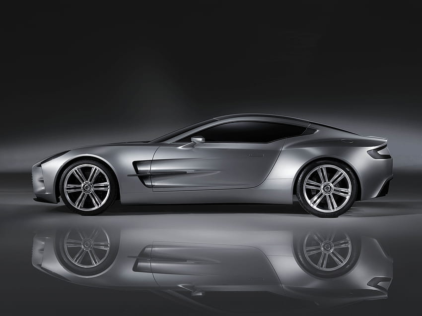 Aston Martin, Autos, Spiegelung, Grau, Seitenansicht, 2008, Concept Car, One-77 HD-Hintergrundbild