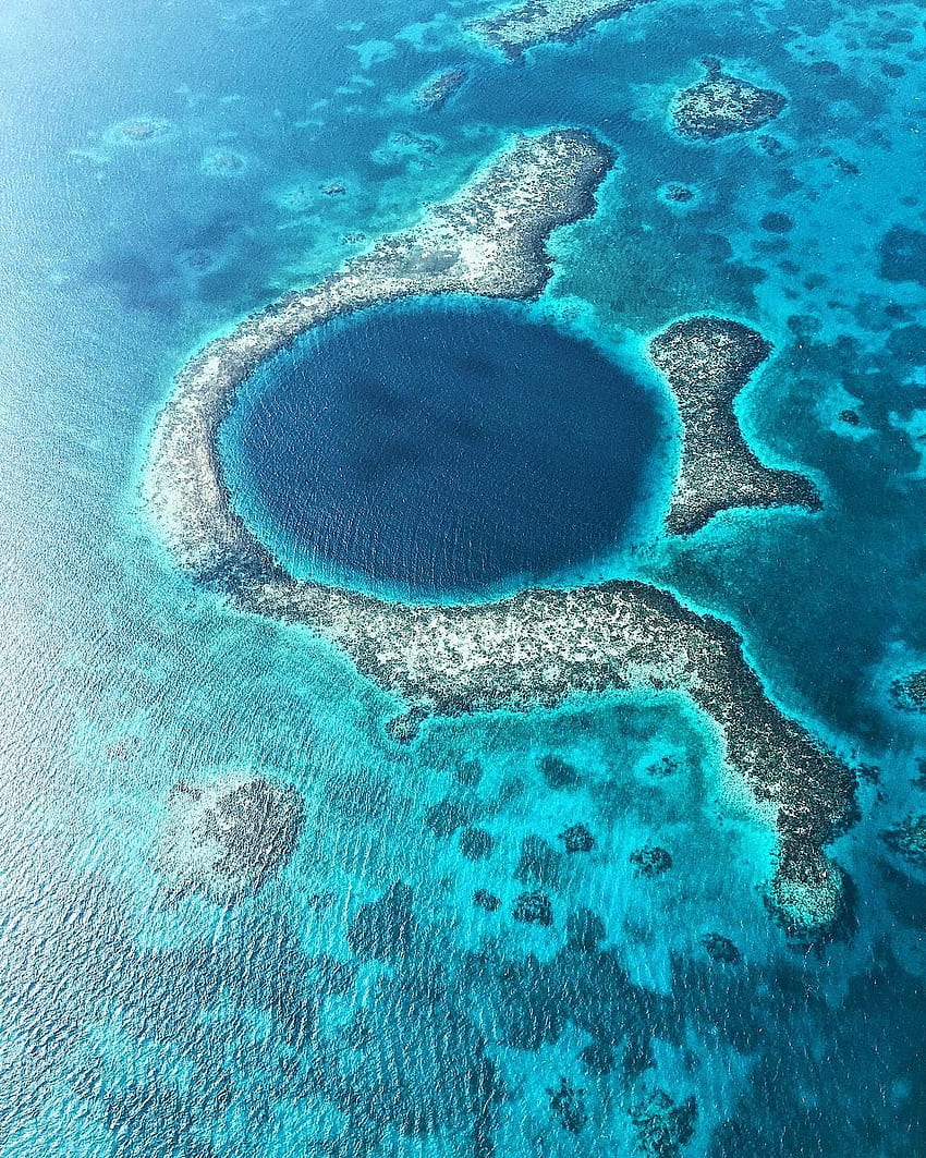 Grande Buraco Azul de Belize. Grande buraco azul, belos lugares para visitar, guia de viagem de Belize Papel de parede de celular HD