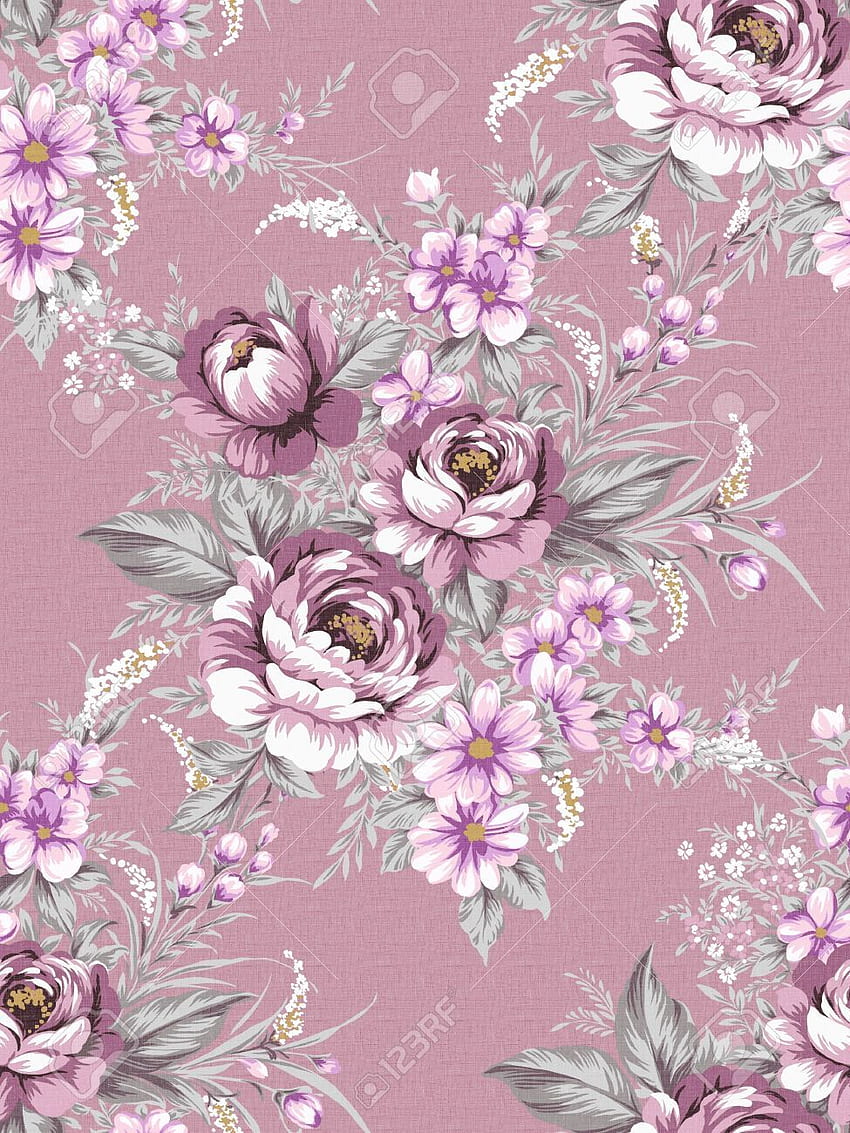 vintage floral purple - Поиск в Google. Vintage floral , Purple roses , Floral, Purple Vintage Flower HD phone wallpaper