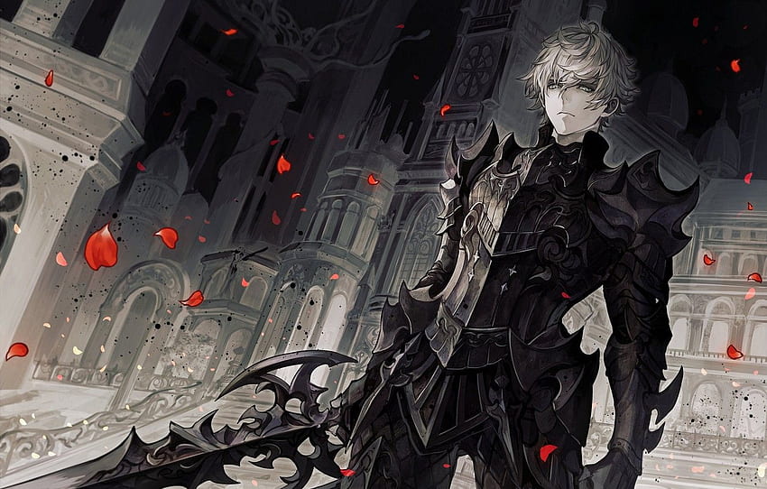 Sword, petals, warrior, fantasy, guy, knight, Anime Knight HD wallpaper |  Pxfuel