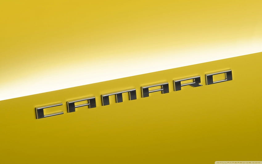 Logo Camaro, klasyczne camaro, żółte camaro, emblemat camaro Tapeta HD
