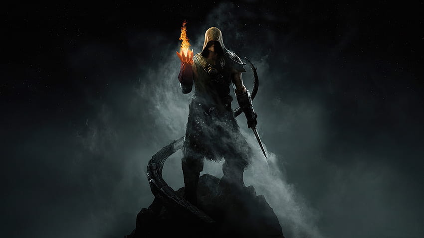 The Elder Scrolls V: Skyrim, wojownik, mrok, grafika 2020 Tapeta HD