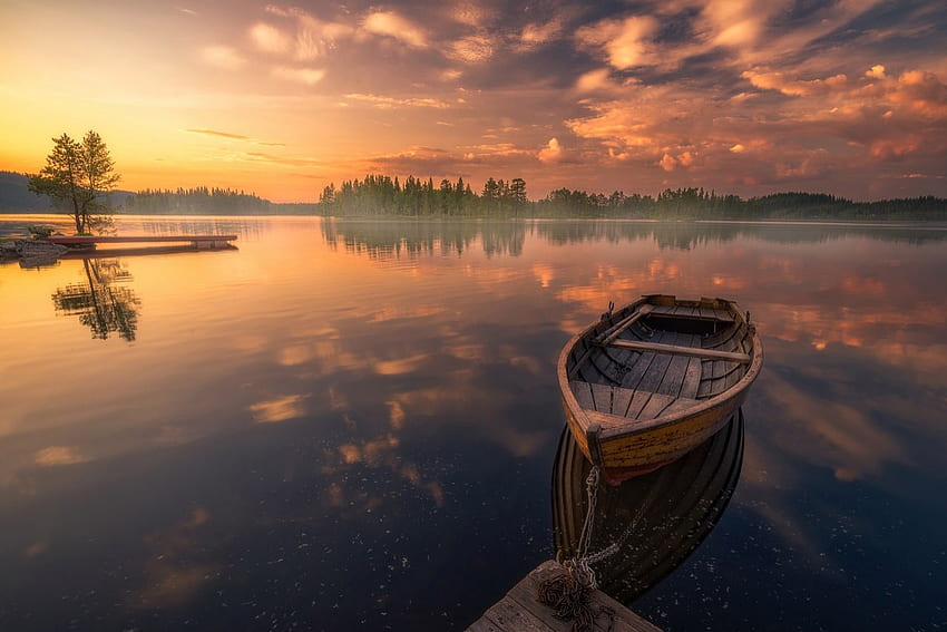 *, boat, nature, reflection, lake HD wallpaper