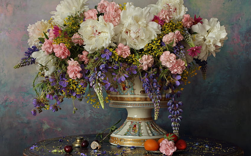 Still life, flower, blue, rose, pink, white, andrei morozov HD wallpaper