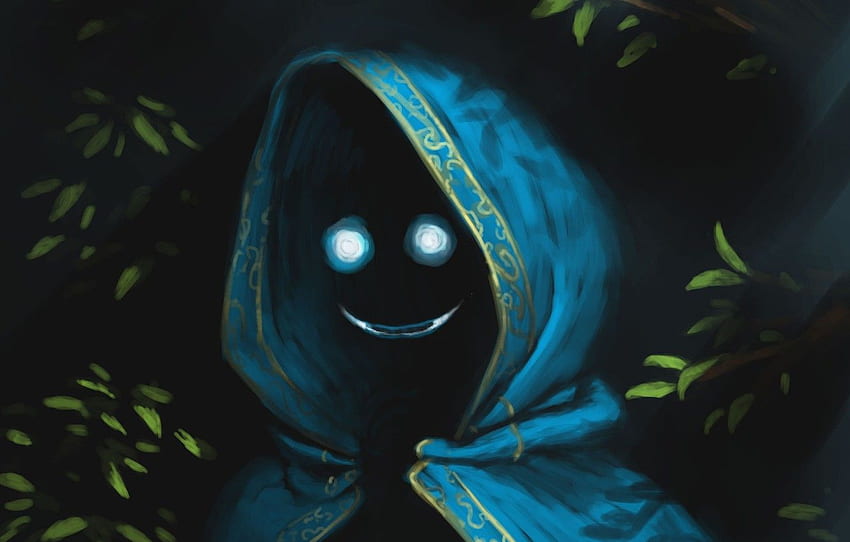 greens, eyes, smile, Being, art, hood, cloak, Cape, Shadow Soul, Freppechoco for , section фантастика, Cloaked Shadow HD wallpaper