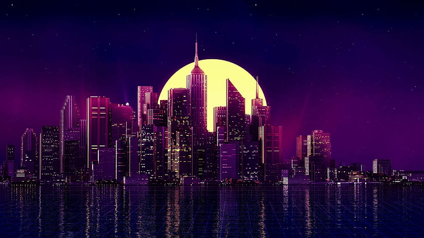 moonlight, city, dark, digital art, , , background, 389694 HD wallpaper
