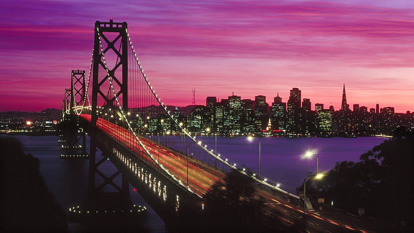 Sonnenuntergang Kalifornien San Francisco Bay Bridge. . 341408. AUF HD-Hintergrundbild