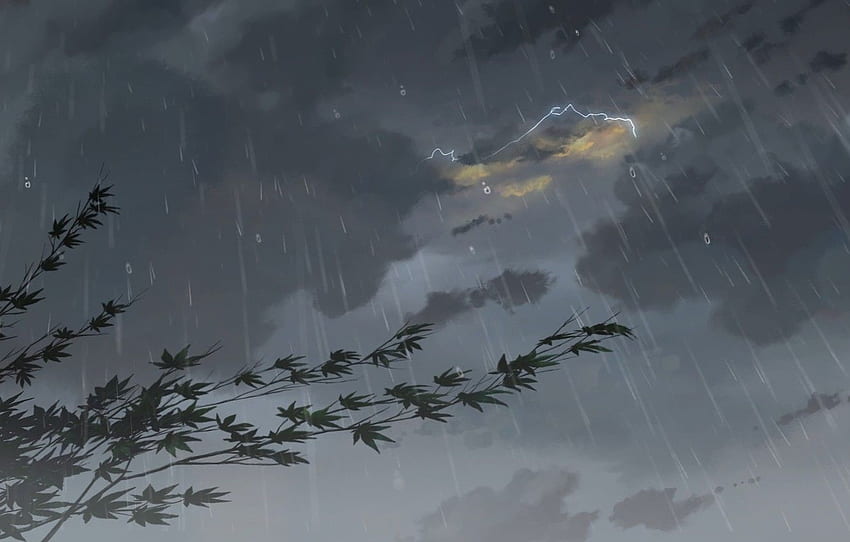 Drops, Rain, Clouds, The Storm, Anime, Clouds, Makoto Xingkai, Anime, Maple, Rain, Fog, Drops, The Garden Of Words, Makoto Shinkai, Maple, Kotonoha But Niva สำหรับ , ส่วน прочее, Cloudy Anime วอลล์เปเปอร์ HD