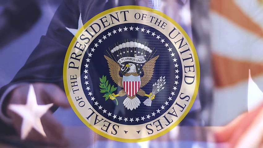 Siegel des Präsidenten der USA, Wahlkampf - Siegel des US-Präsidenten mit Flagge, Siegel des Präsidenten HD-Hintergrundbild