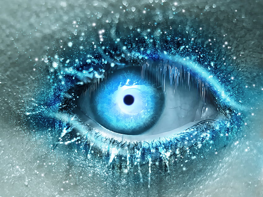 Cold as Ice_by_lorency.jpg, blaue Augen, kalt, schön, Frau, Eis HD-Hintergrundbild