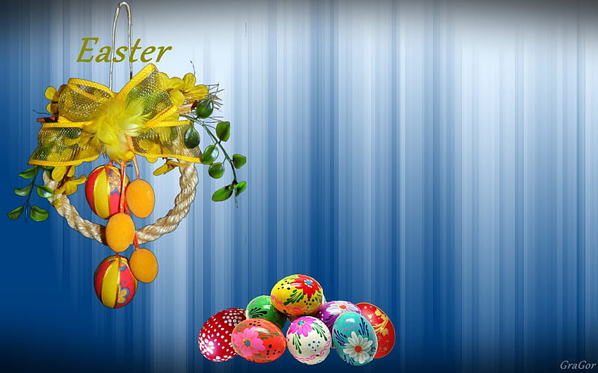 Happy Easter, Eggs, Christmas, Decorations, Color HD wallpaper