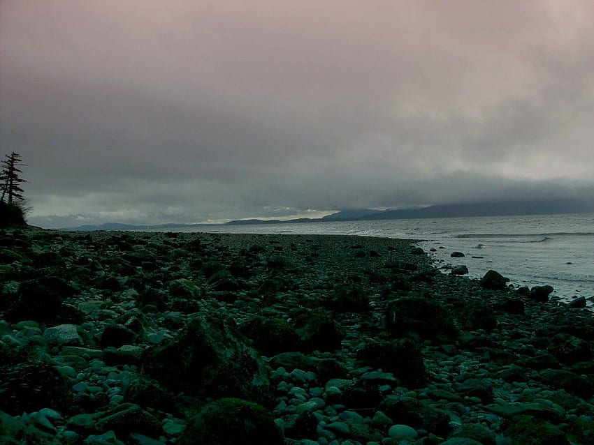 Spiaggia: Pacific Northwest Beach Grey Rocky Coperto, Pacific Northwest Clouds Sfondo HD