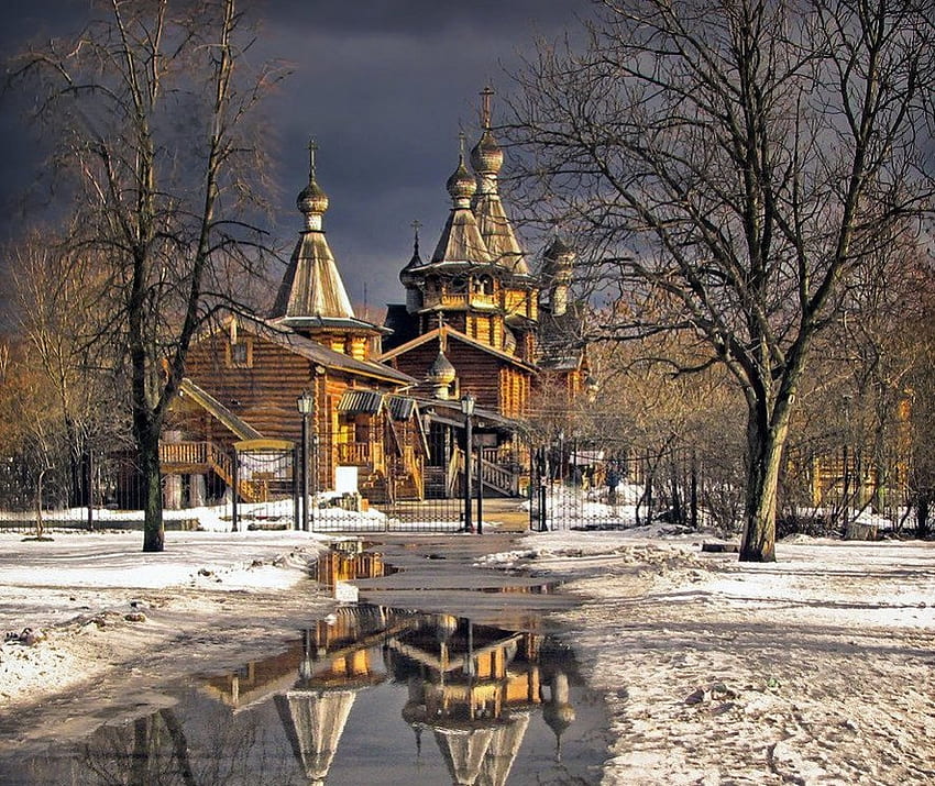 Руска църква, зима, църква, руски, русия HD тапет