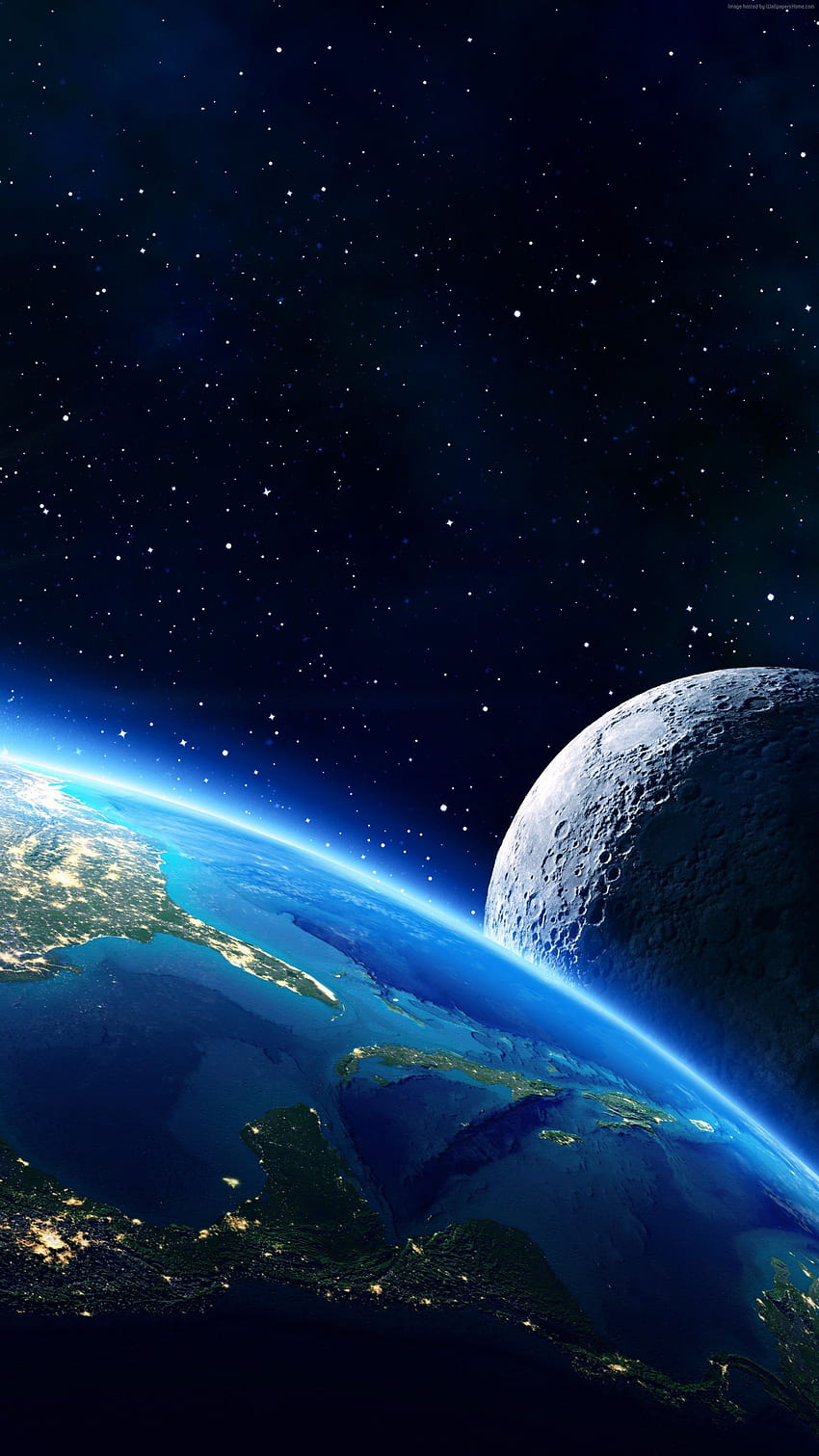 Dünya, Ay, Gezegen, Yıldız, - Uzaydan Dünya -, Dikey Uzay HD telefon duvar kağıdı