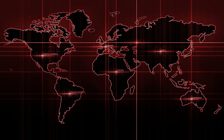 Mappa del mondo rossa., Digitale rossa Sfondo HD