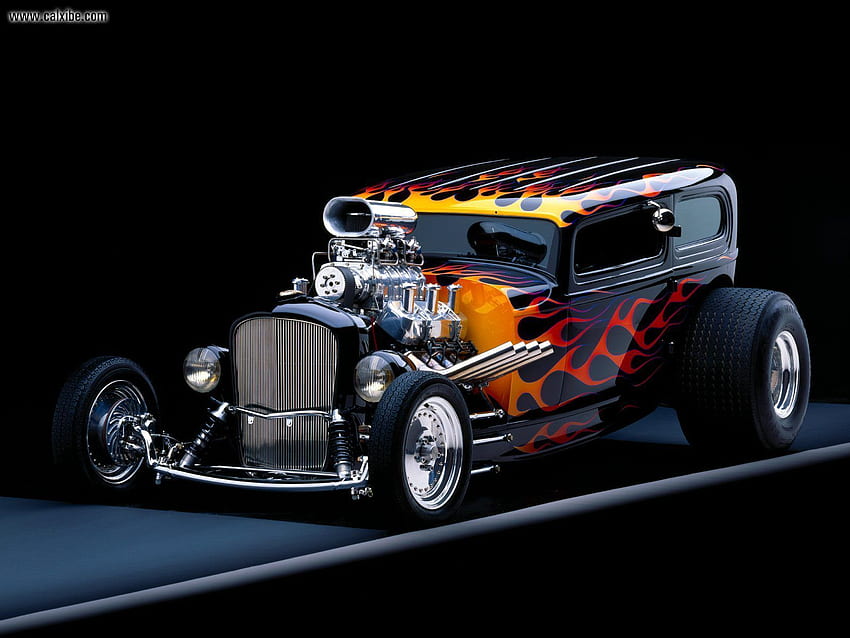 1932 Ford Tudor, ford, classic, flame, black HD wallpaper