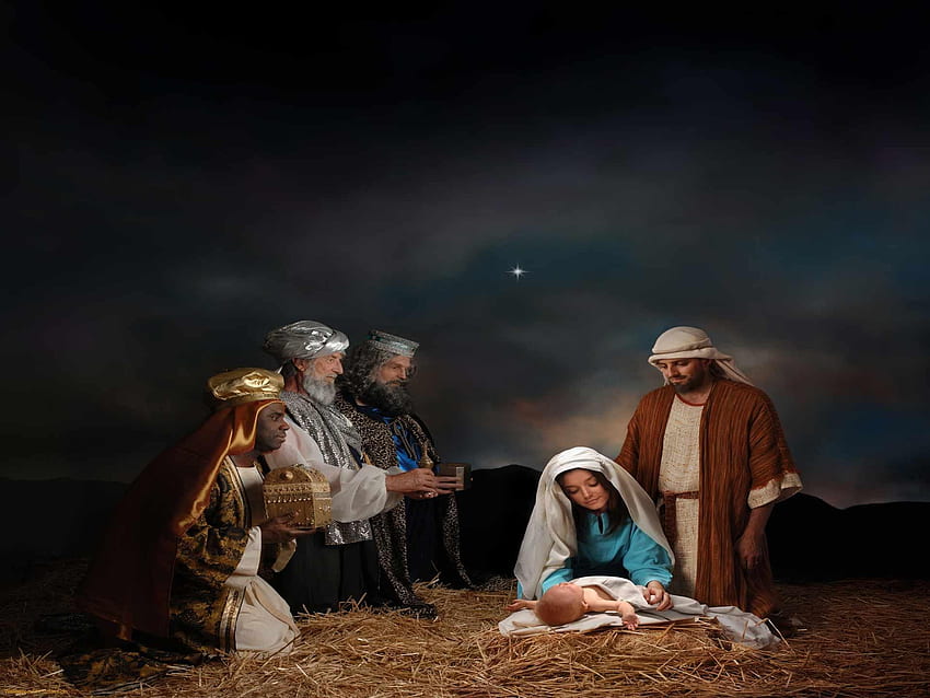 détail pour - Scène de la Nativité de Noël, Joie Nativité Noël chrétien Fond d'écran HD