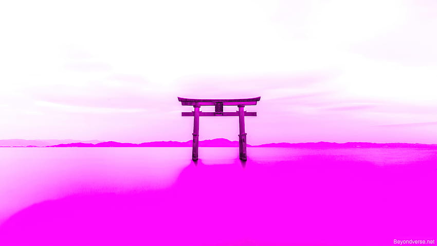 Shirahige Shrine Vaporwave Dark Pink Background Vaporwave HD wallpaper
