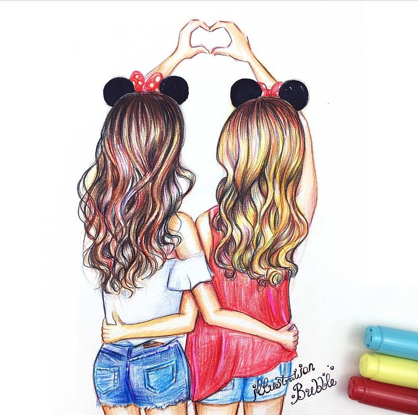 H Nicols  Bff drawings, Best friend drawings, Girly drawings