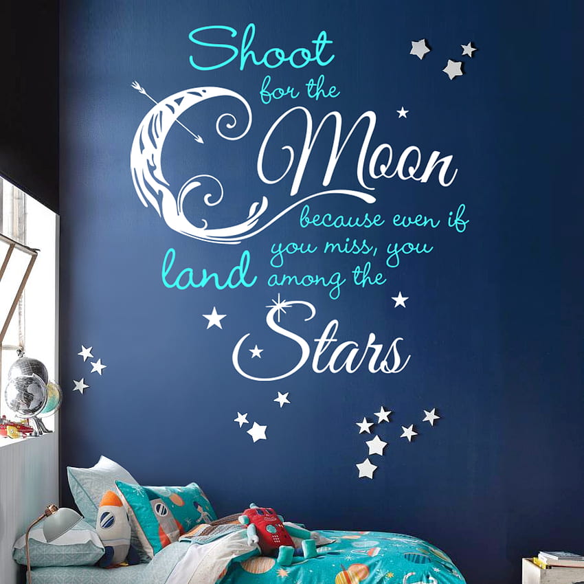 Menembak Untuk Bulan, Tanah Di Antara Bintang Kutipan Stiker 2 Warna, Bulan dan Bintang Kutipan wallpaper ponsel HD