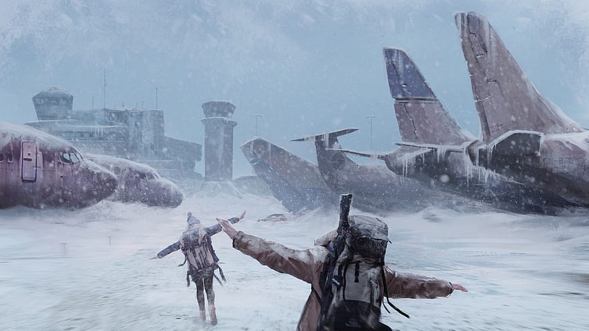 Flughafen, Schnee, Rucksäcke, Apokalypse, Flugzeuge, Winter / und mobiler Hintergrund, Winterapokalypse HD-Hintergrundbild