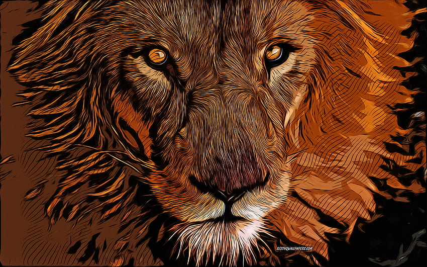 león, gatos salvajes, arte vectorial, dibujo de león, ojos de león, arte creativo, arte de león, dibujo vectorial, animales abstractos, dibujos de león fondo de pantalla