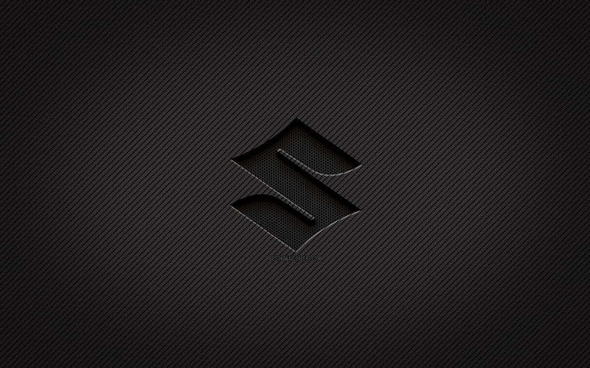 Logo Suzuki carbon, sztuka grunge, tło węgla, kreatywne, czarne logo Suzuki, marki samochodów, logo Suzuki, Suzuki Tapeta HD