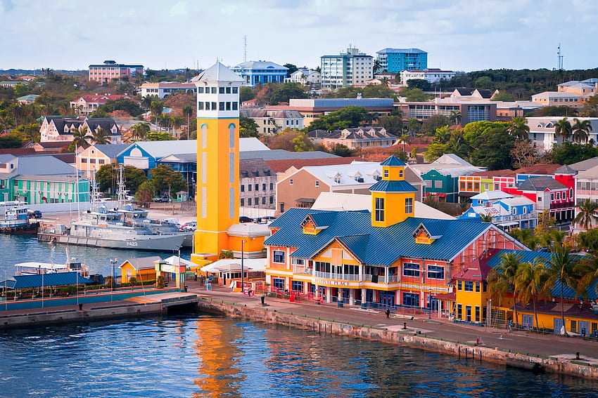 colourful waterfront, building, nassau, waterfront, house HD wallpaper