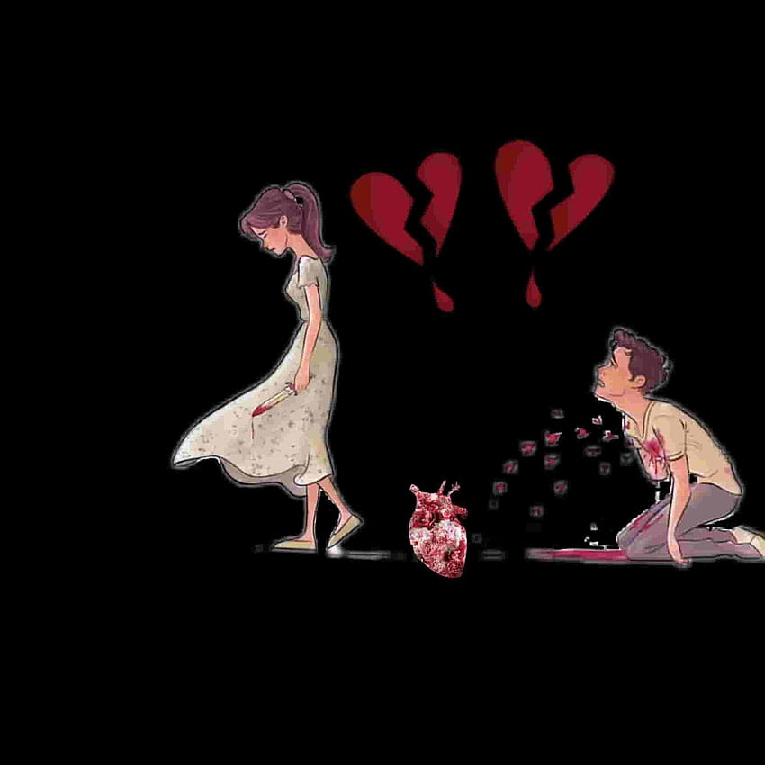 Anime de coração partido, desenho animado de coração partido Papel de parede de celular HD