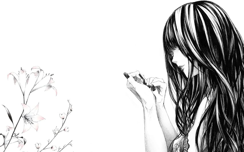 Drawing Art Anime , Instagram , Background, Black and White Anime HD  wallpaper | Pxfuel