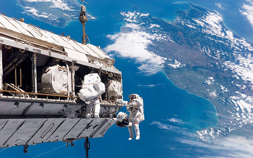 espacio, astronauta, tierra, estación espacial internacional, NASA / y móvil, ISS Space fondo de pantalla