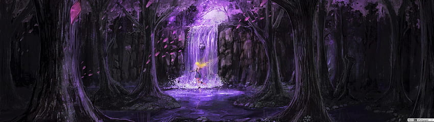 Fee im lila Fantasiewald, 3840 x 1080 Fantasie HD-Hintergrundbild