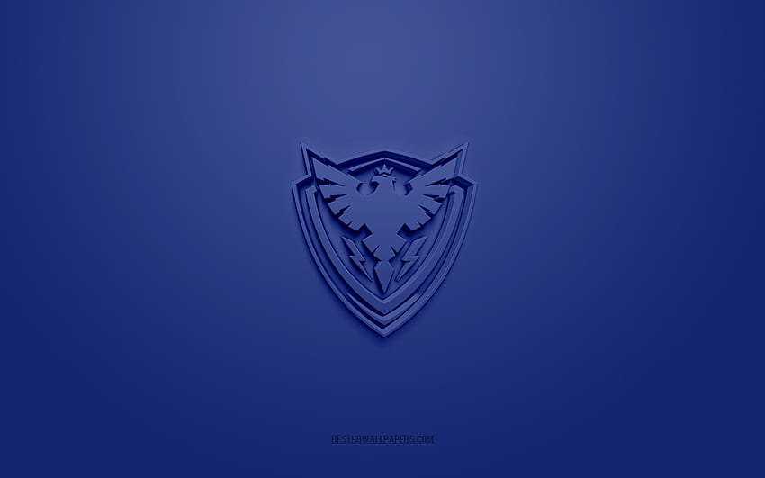 Sherbrooke Phoenix, criativo logo 3D, fundo azul, QMJHL, Canadian hóquei time, USL League One, Quebec, Canada, Arte 3d, hóquei, Sherbrooke Phoenix 3d logo papel de parede HD