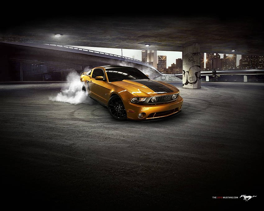 Burning Rubber, Spinning, Auto, Mustang, Gold, Räder, Burning, Gummi, gelb, Reifen HD-Hintergrundbild